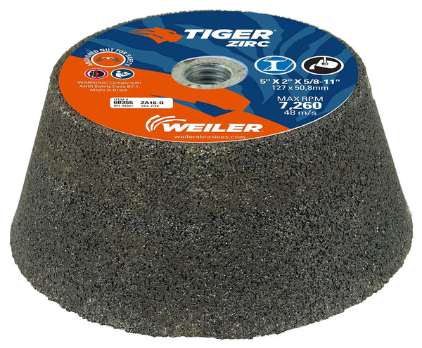 Weiler 68355 Tiger ZIRC Type 11 Flaring Cup Wheel, ZA16-Q, 5/3-3/4 x 2 x 5/8-...