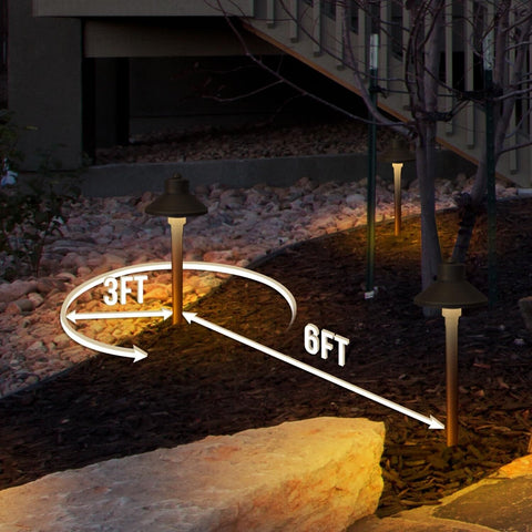 GKOLED Solid Brass Landscape Path Lights (5" Shade, 20" Tall), Low Voltage LE...