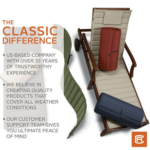 Classic Accessories Storigami Water-Resistant 72 x 21 Inch Chaise Lounge Cush...