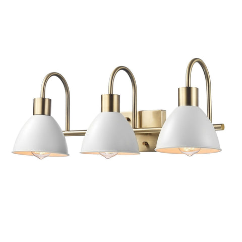 Globe Electric 63000056 24" 3-Light Vanity Light, Matte Brass Finish, Matte W...