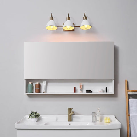 Globe Electric 63000056 24" 3-Light Vanity Light, Matte Brass Finish, Matte W...