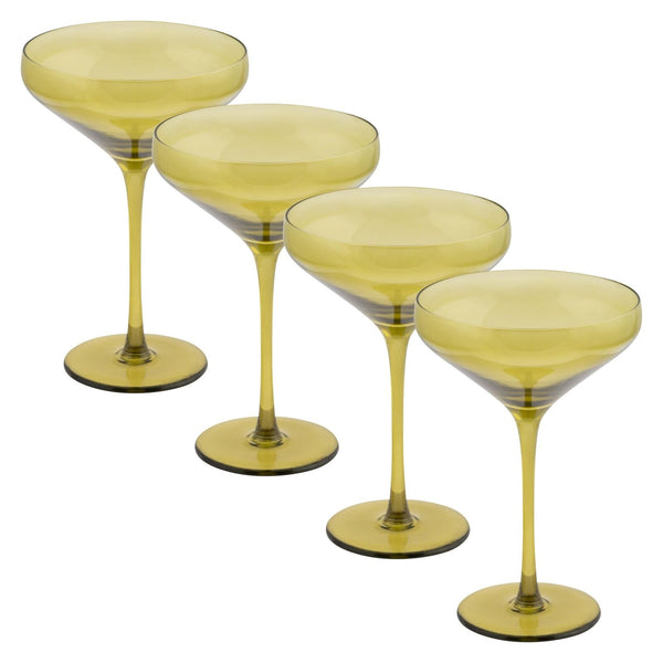 Karma Gifts, Mid Century Martini Coupe Olive, Set Of Four One Size