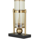 CosmoLiving by Cosmopolitan Metal Pillar Candle Holder with Metal Stand, 8" x...