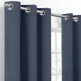 Eclipse Pembroke 100% Blackout, Faux Linen Grommet Window Curtains, 108 in Lo...