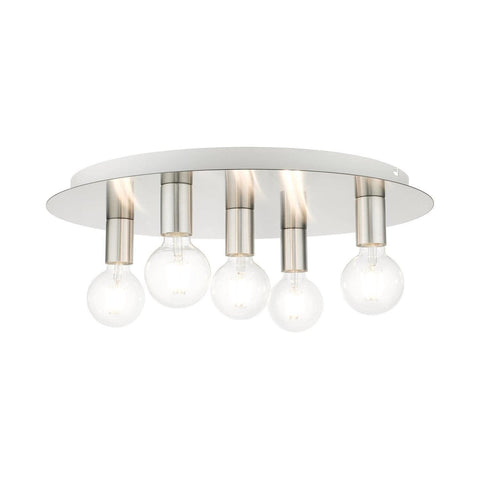 Livex Lighting Hillview 5 Light Brushed Nickel Ceiling Mount, 20 x 20 x 3.63