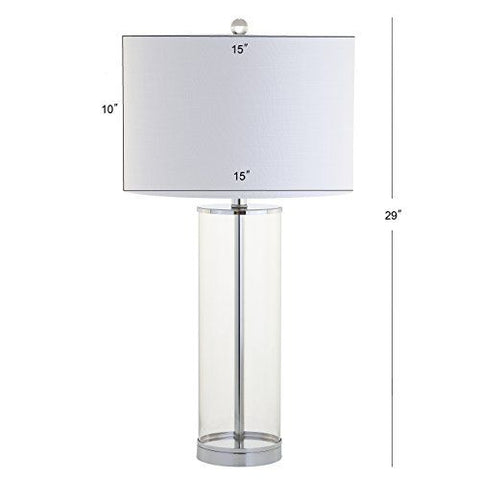 JONATHAN Y JYL2004A Harper 29" Glass LED Table 29 in, Clear/Chrome