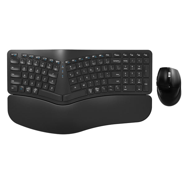 Ergonomic Wireless Keyboard Mouse Combo, EDJO Bluetooth/2.4G Dual Channel, Sp...