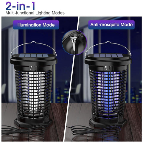 Solar Bug Zapper for Outdoor & Indoor, USB Rechargeable Mosquito Killer Lamp ...