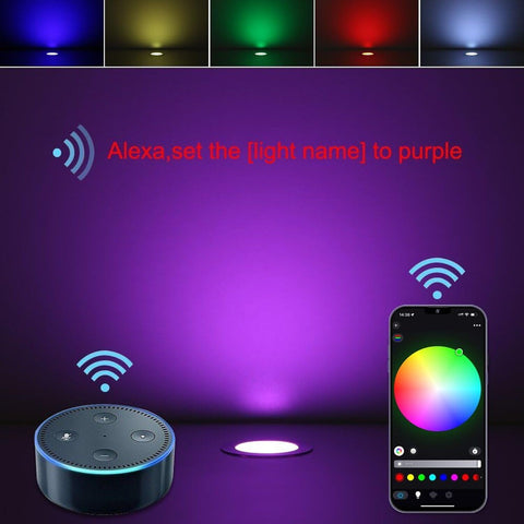 LED Deck Lights Kit, 20pcs &#934;1.22 WiFi Wireless Smart Phone Control Low Volt