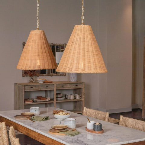 Creative Co-Op Rattan Taper Pendant Light, Natural 18" x 17"