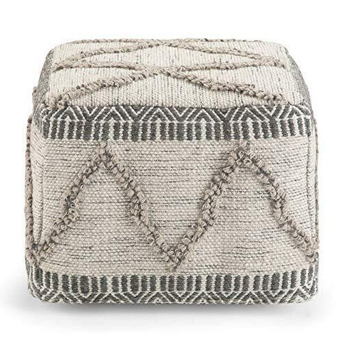 SIMPLIHOME Sweeney Square Pouf, 18" d x w x 14" h, Grey, Natural