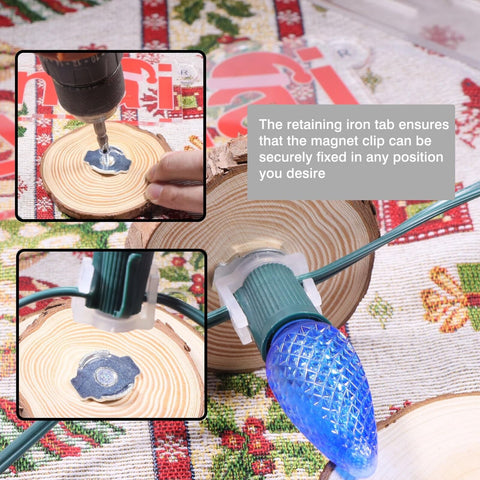 100PCS Extra Strong Magnetic Christmas Light Clips, with Iron Sheet and Screw...