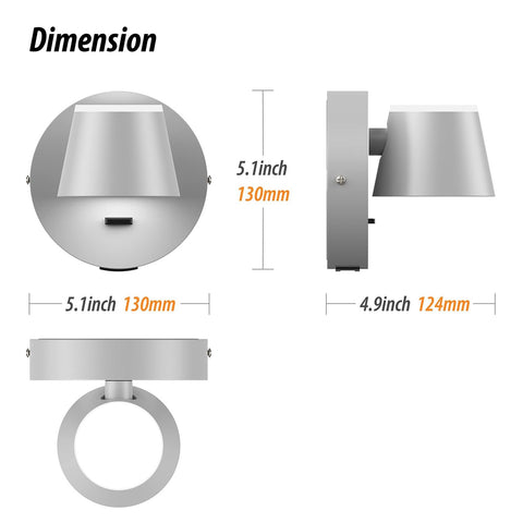 URSOLA Wall Light Set of Two, LED Wall Sconce with On/Off Switch USB Charging...