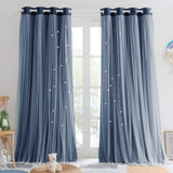 PONY DANCE Star Curtains for Girls Bedroom - Double Layer Sheer Overlay with ...