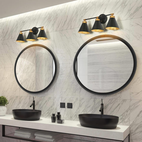 classy leaves Bathroom Light Fixtures, Black Gold 3 Light Vanity Lights Over ...