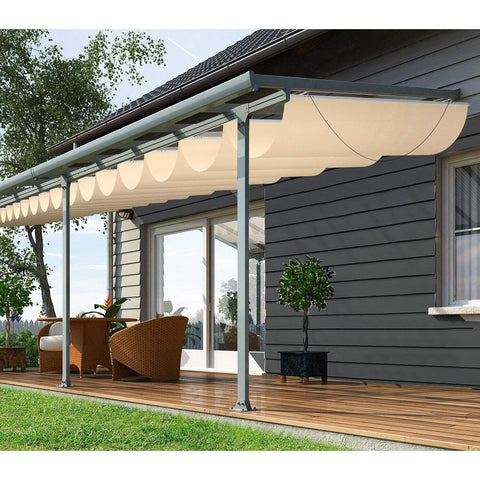 COARBOR 3'x12' Retractable Wave Shade Cover Outdoor Waterproof Retractable Sh...