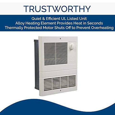 Broan-NuTone Wall Heater, Covers 150 sq. ft. at Factory Wired Voltage, White