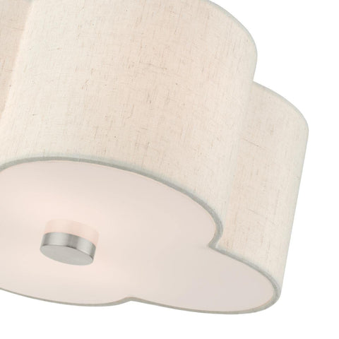 Livex Lighting 2 Light Brushed Nickel Semi Flush 13 x 13 x 8.5