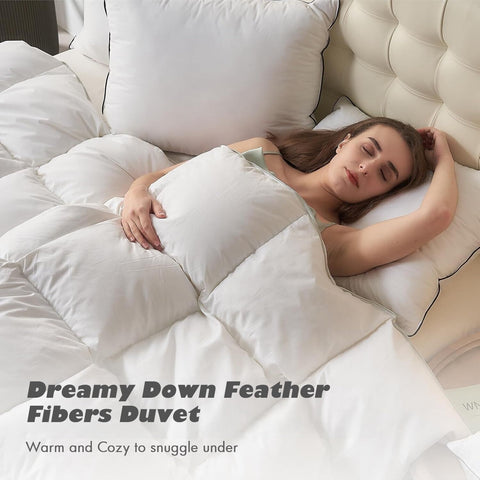 Luxury Oversized Queen Size Down Feather Fibers Comforter, Fluffy Feather Duv...