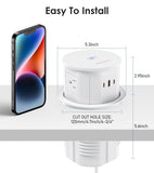 ANNQUAN 4.75" Pop Up Outlet with 65W USB-C,15W Wireless Charger,4 Outlets,3 U...