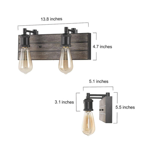 LOG BARN Farmhouse Bathroom Light Fixtures, 2 Light Vanity Lights for Bathroo...