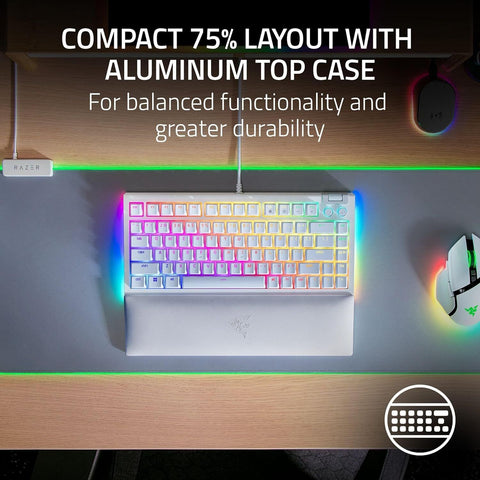 Razer BlackWidow V4 75% Mechanical Gaming Keyboard: Hot-swappable White