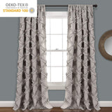 Lush Decor, Gray Ruffle Diamond Curtains Textured Window Panel Set for Living...