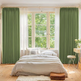Sage Green Blackout Pinch Pleat Curtain 120 Inches Extra Long, Ceiling to Flo...