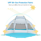 WolfWise 4-5 Person Portable Beach Tent UPF 50+ Sun Shade Canopy Umbrella wit...