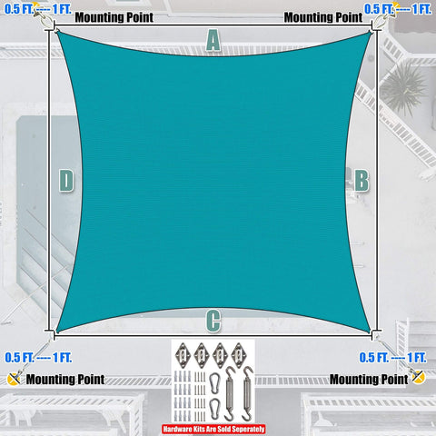 Amgo 10' x 20' Turquoise Rectangle Sun Shade Sail Canopy Awning UPF50+ AGTAPR...