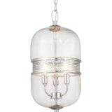 Cayce Collection 3-Light Clear Glass Global Pendant Light Polished Chrome