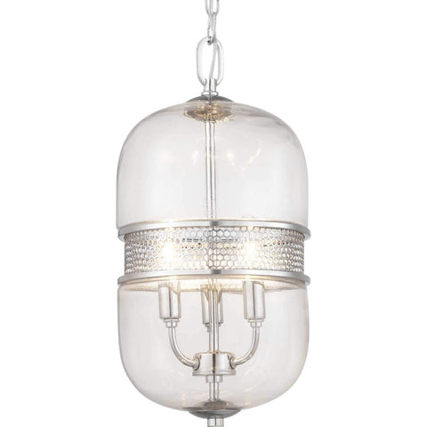Cayce Collection 3-Light Clear Glass Global Pendant Light Polished Chrome