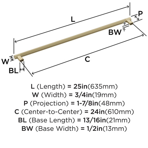 Amerock BP54072BBZ | Golden Champagne Appliance Pull | 24 inch (610mm) Center...