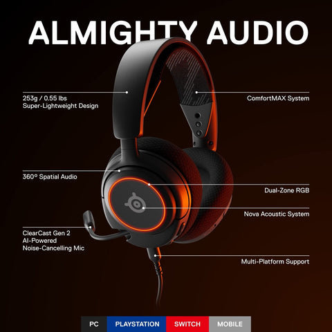 SteelSeries New Arctis Nova 3 Multi-Platform Gaming Headset - Signature Arcti...