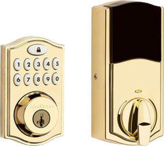 Kwikset 914 Traditional Keypad SmartCode Electronic Lifetime Polished Brass