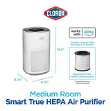 Clorox Smart Air Purifiers for Home, Medium Rooms, Works with Alexa, White