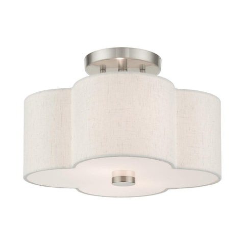 Livex Lighting 2 Light Brushed Nickel Semi Flush 13 x 13 x 8.5