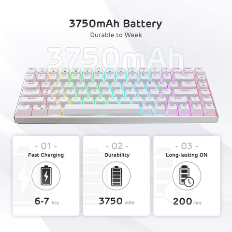 RK ROYAL KLUDGE RK84 Pro RGB 75% Triple Mode BT5.0/2.4G/USB-C Hot Swappable M...