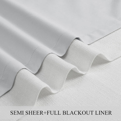 White Pinch Pleated Blackout Curtain Panels Linen Texture Thermal Insulated E...