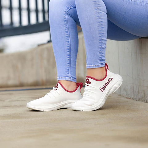 FOCO Women's NCAA Team Logo Athletic Shoes Sneakers Oklahoma Sooners 8 White