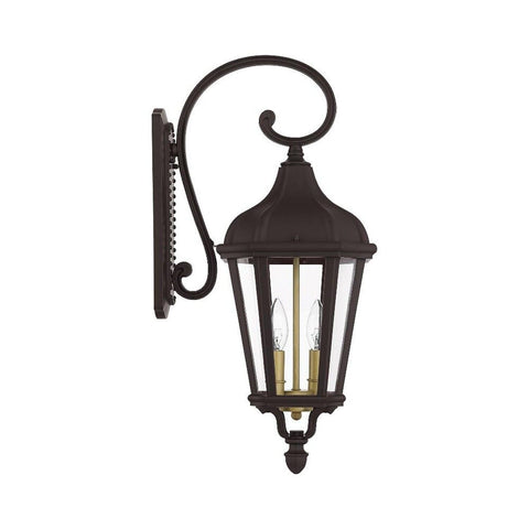 Livex Lighting 2 Light TBK Outdoor Wall Lantern, Textured Black 9"W x 23.5"H