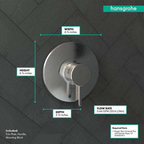 hansgrohe Ecostat Modern 1-Handle 7-inch Wide Pressure/Shower Balance Valve C...