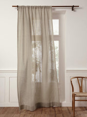 Solino Home 100% Pure Linen Sheer Curtain 132 Inches Long &#8211; European Flax