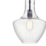 KICHLER 42141BK Everly Pendant, 1-Light 100 Watts, Black 10.5" Clear Glass