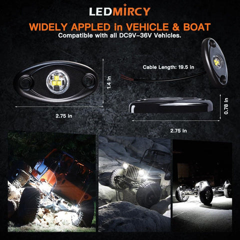 LED White Rock Lights 12PCS for Off Road Truck ATV SUV RZR Auto Car Boat Wate...