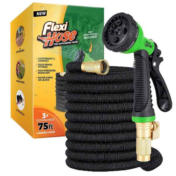 Flexi Hose with 8 Function Nozzle Expandable Garden Hose, Lightweight & No-Ki...