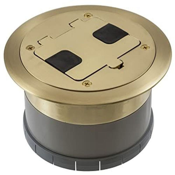 Bryant Electric RF406BP Floor Box Cover with 15A 125V Outlet Brass Plate