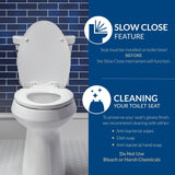 Bemis 1200SLOWT 373 Toilet Seat will Slow Close, Never Loosen and Easily Remo...