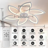 30" Modern Ceiling Fan with Lights Remote 30, White - 6 Flower Petals