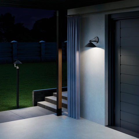 KICHLER Ripley 12" 1-Light Outdoor Wall Light in Black for Exterior Doors, Ga...